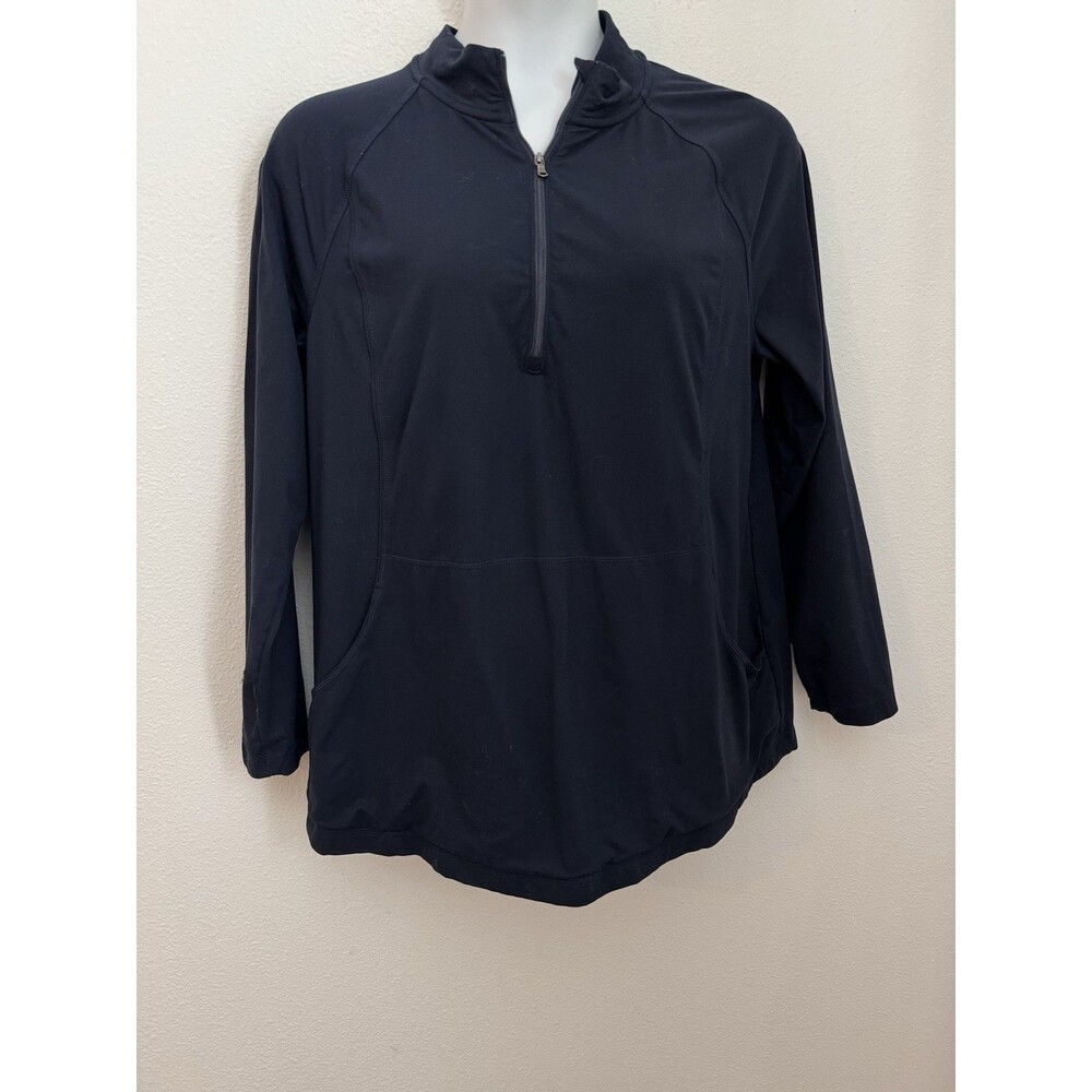 J. Jill City Out And About Popover Jacket Blue Navy XL 1/4 Zip Stretch Active